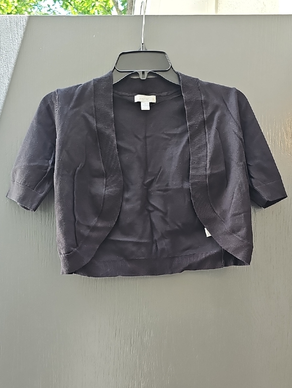 Charter Club Black Cropped Short Sleeve Cardigan XS